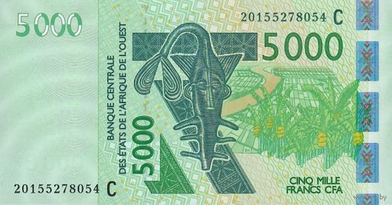 Буркина Фасо 5000 франков образца 2020 года UNC p317c