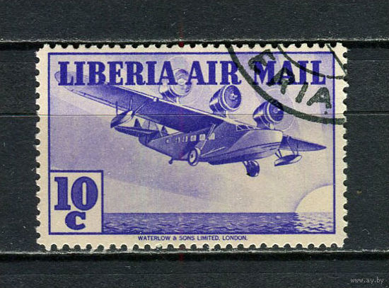 Либерия - 1938 - Самолет 10С. Авиамарка - [Mi.303] - 1 марка. Гашеная.  (Лот 33HN)-T2P17