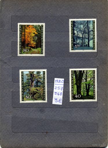 ЛИХТЕНШТЕЙН,1980, ФАУНА**, серия 4м, чистая
