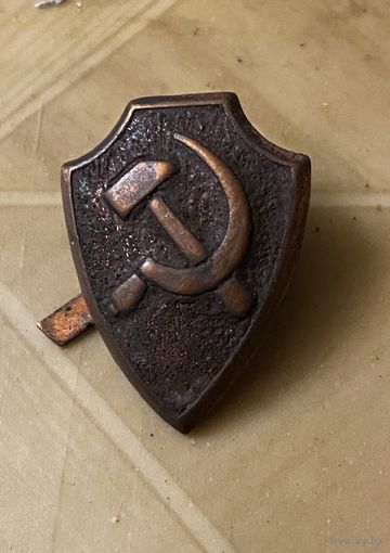 Кокарда РКМ "Рабоче-Крестьянская милиция" 1929-1930 гг. (довоенная кокарда)