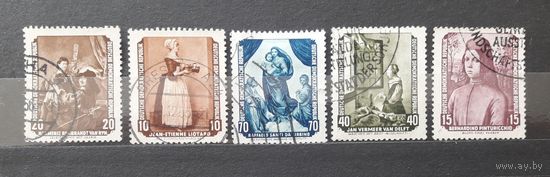 ГДР 1955г. Серия "Возвращенные шедевры Дрезденской галлереи". 5 марок из 6. гаш.