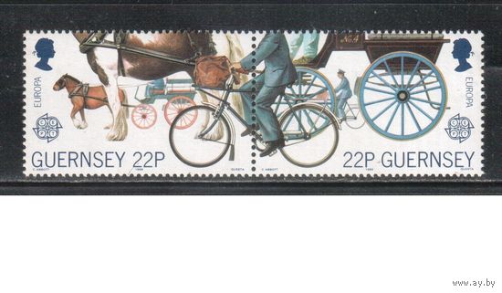 Гернси-1988(Мих.419-420)  **   ,  Велосипеды,Лошади