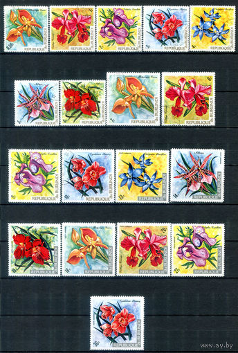 Бурунди - 1972г. - орхидеи - 18 марок - полная серия, MNH, гашёные с клеем [Mi 881-898]. #3-Bu-85-B-1