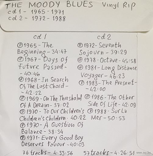 CD MP3 The MOODY BLUES - 2 CD - Vinyl Rip (оцифровки с винила)