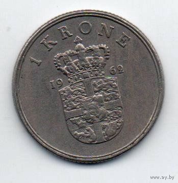 КОРОЛЕВСТВО ДАНИЯ 1 КРОНА 1962 г