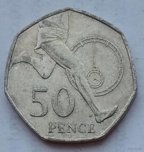 Великобритания 50 пенсов 2004 г. 50 лет рекорду в беге - миля менее чем за 4 минуты