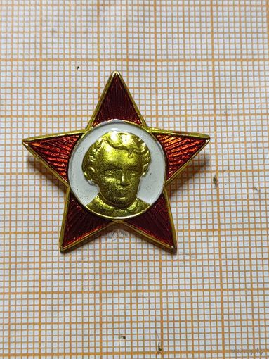 Звёздочка октябренка ярко-лимонного цвета.