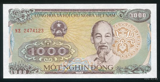 Вьетнам 1000 донг 1988 года. P106a. Серия NZ. UNC