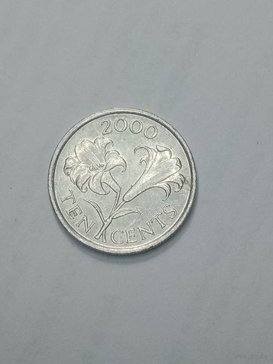 Бермудские острова 10 центов 2000 года .