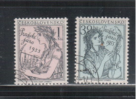Чехословакия-1955,(Мих.908-909)  гаш.   , Музыкальный фестиваль(полная серия)