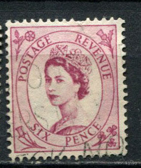 Великобритания - 1955/1957 - Королева Елизавета II 6P - [Mi.290] - 1 марка. Гашеная.  (Лот 60BJ)