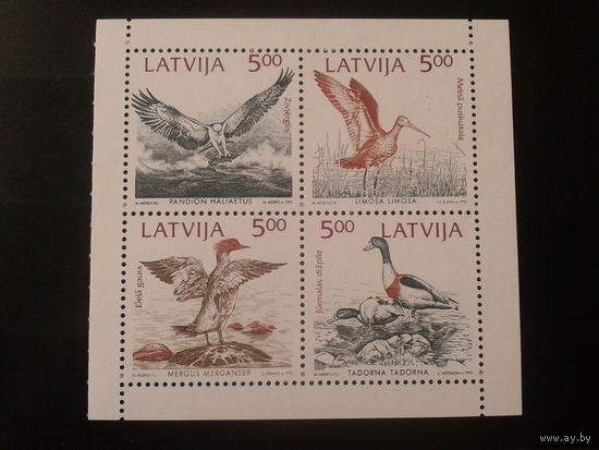 Латвия, 1992. Птицы, квартблок**