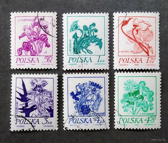 Марки Польша 1974 год Цветы