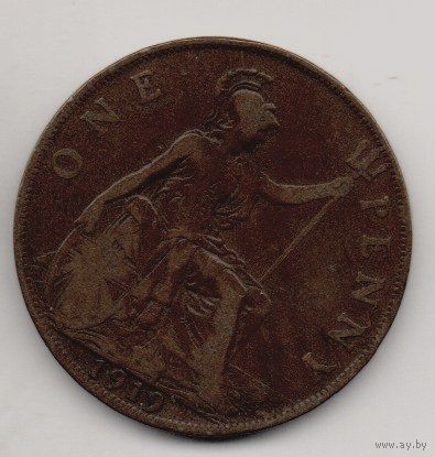 СОЕДИНЁННОЕ КОРОЛЕВСТВО ВЕЛИКОЙ БРИТАНИИ И ИРЛАНДИИ. 1 ПЕННИ 1919.