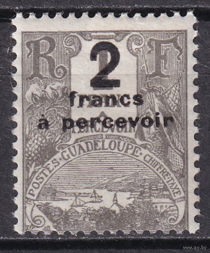 105.FrK. Франция. Колонии. Гваделупа. Доплатные марки. Порт Густавия. Надпечатка нового номинала. 1926 г. 2 Fr. Mi.#23.