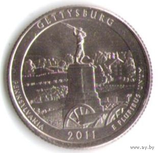 25 центов 2011 г. Парк=6 Национальный парк Геттисберг Пенсильвания Двор Р _UNC