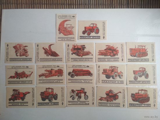 Спичечные этикетки ф.Гигант. Сельскохозяйственная техника. 1976 год