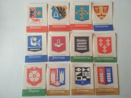 Спичечные этикетки Прибалтика. Гербы городов Литовской ССР