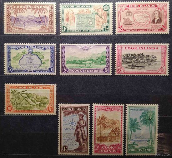 Британские колонии. О-ва Кука 1949г. SG150-9 полная серия MNH
