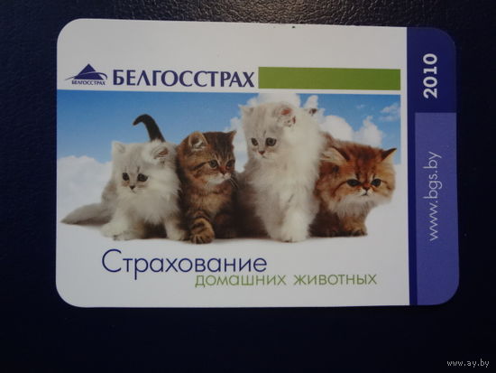 Календарик 2010 г. Белгосстрах. Страхование домашних животных.