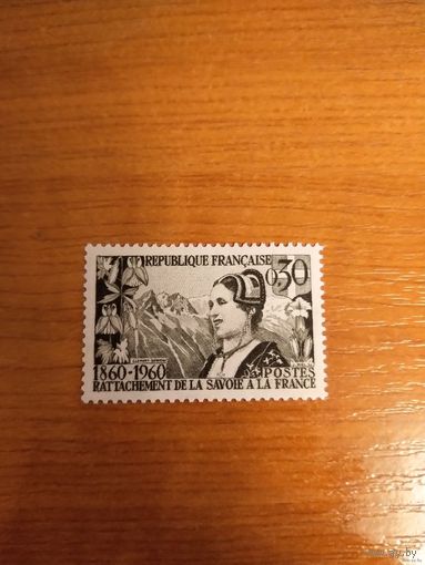 1960 Франция 100 летние присоединения Савойи и Ниццы к Франции абкляч MNH** (5-2)