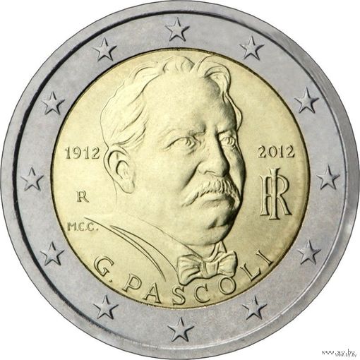 2 евро 2012 Италия Пасколи UNC из ролла