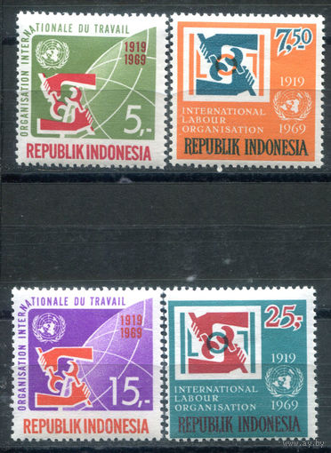 Индонезия - 1969г. - 50 лет международной организации рабочих - 4 марки - полная серия, MNH [Mi 626-629]. #4-W2-Z-1-15