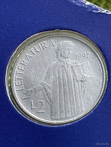 Сан-Марино 2 лиры 1997 г Литература , редкий мелкий номинал