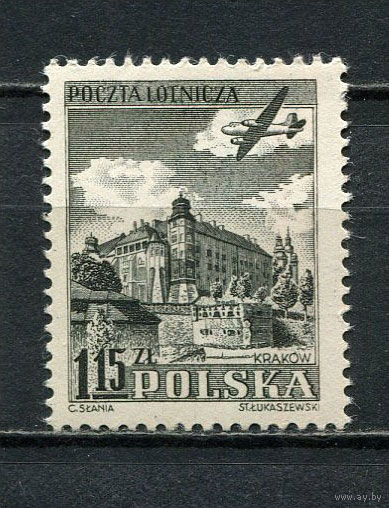Польша - 1954 - Авиация и архитектура 1,15Zl - [Mi.857] - 1 марка. MNH.  (Лот 51HT)-TG3P15