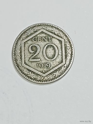 Италия 10 чентезимо 1919 года . R