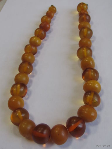 С рубля. Бусы антикварные из крупного янтаря. Ретро СССР.
