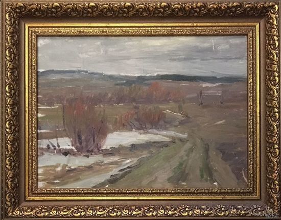 Азгур Г.Г."Ранняя весна",1953 г. К/М. 25/34 см.