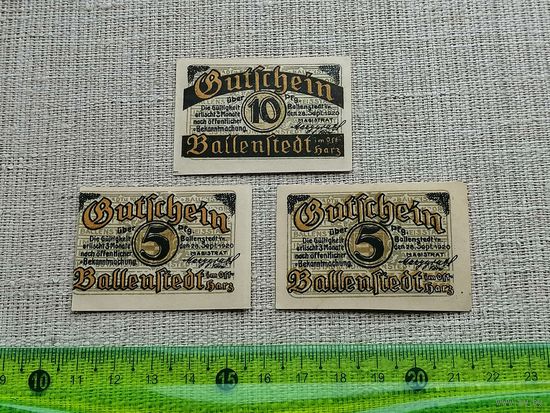 Германия-нотгельд 10 . 5 . 5    пфенингов  Ballenstedt 1920