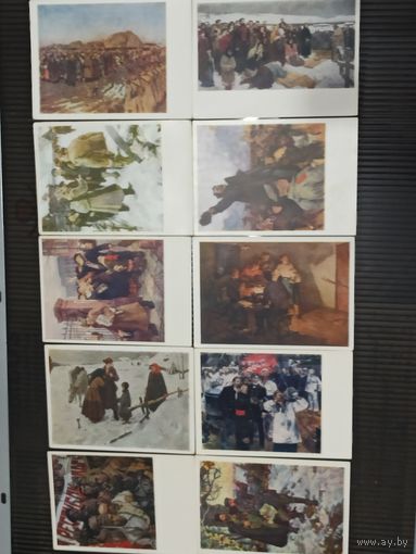 Открытки Картины из серии Соцарт. Революция и гражданская война. . Лот из 4шт.