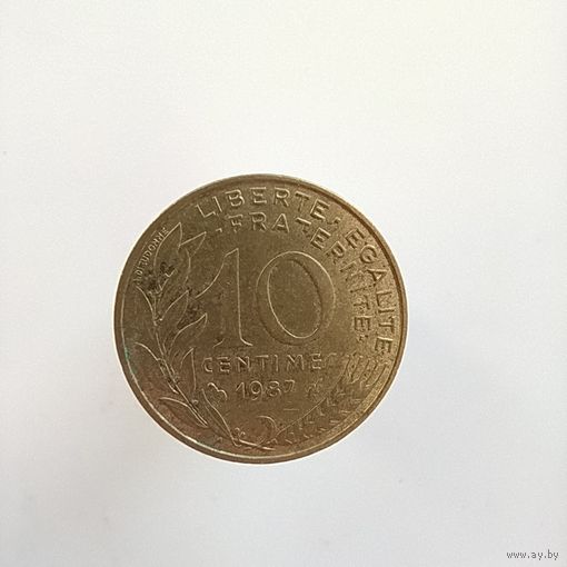 Франция  10 сантим 1987 год лот 3