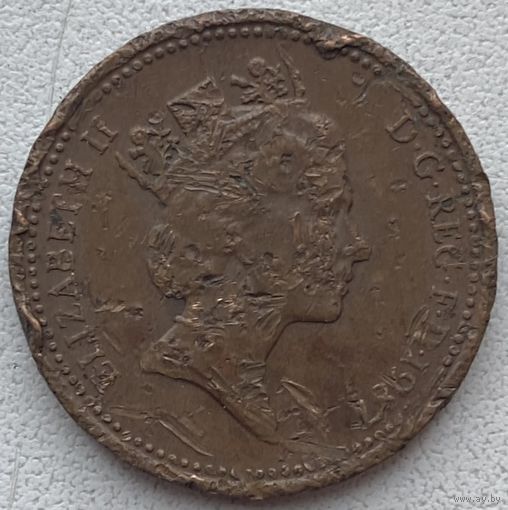 Великобритания 1 пенни 1987 г.