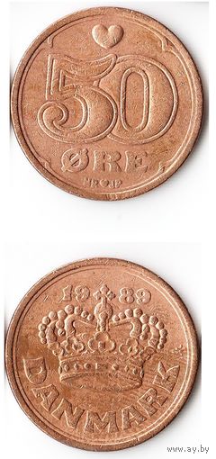 50 эре Дания 1989 года