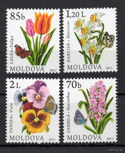 Молдова 2011. Стандарт. Цветы, бабочки 4 марки (422)