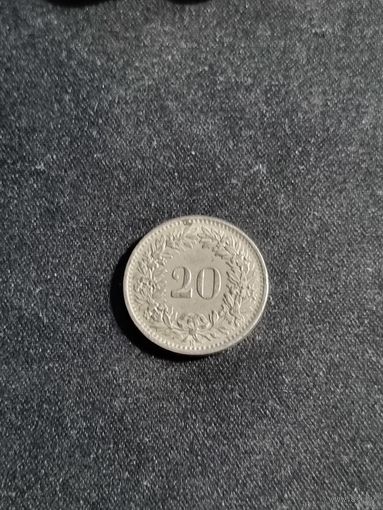 Швейцария 20 раппенов 1968