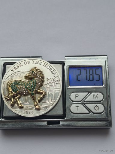 500 франков Республика Руанда (1964 - 2026) 2014 года. Китайский гороскоп - Год Лошади /Долголетие/. Серебро 999 с золотым покрытием. Монета не чищена. В45513.