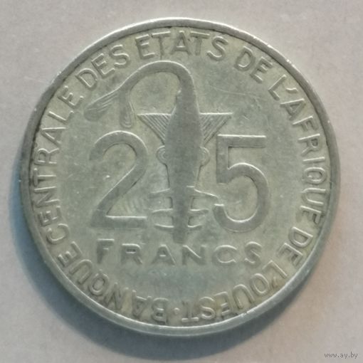 Западная Африка (ВСЕАО) 25 франков, 2008 г., КМ# 9