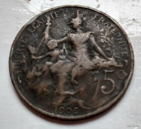Франция 5 сантимов, 1909 2-6-21