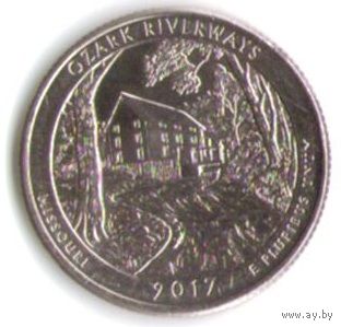 25 центов 2017 г. Парк=38 Национальные водные пути Озарк Миссури Двор P _состояние UNC