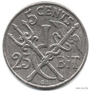 Колония Датская Вест- Индия. 25 бит/ 5 центов 1905 г. РЕДКОСТЬ.