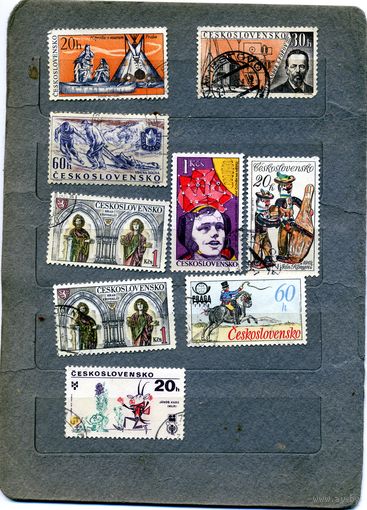 ЧЕХОСЛОВАКИЯ, Сборный лот   9м       гашен  по 15 коп шт