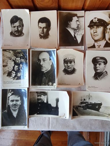 Почтовые карточки из серии "Герои Арктики" 1934 год.