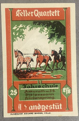 Нотгельд 25 пфеннигов 1922 год. Целле,. Веймарская республика
