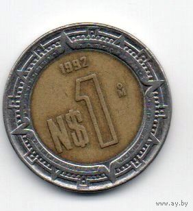 МЕКСИКАНСКИЕ СОЕДИНЁННЫЕ ШТАТЫ. 1 НОВЫЙ ПЕСО 1992. БИМЕТАЛЛ