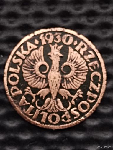 Польша 1 грош 1930 г. (2),РЕДКИЙ ГОД, без мц.