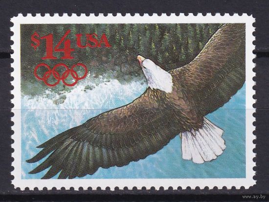 8.Us. США. Марка экспресс почты. Белоголовый орлан. 1991 г. Номинал 14$. Mi.#2168. MNH.